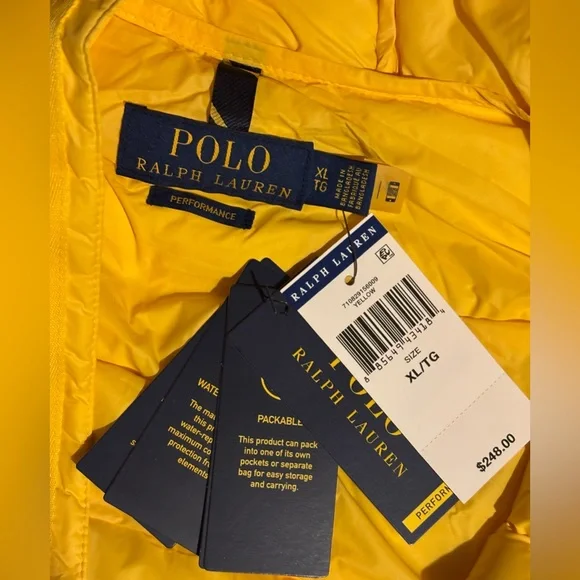 Polo Ralph Lauren 🔥 Men’s Yellow Hooded Packable Puffer Jacket Coat NWT - Picture 12 of 16